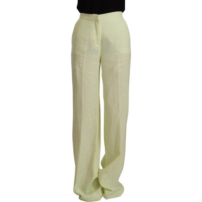MSGM Yellow Green Cotton High Waist Straight Long Pants