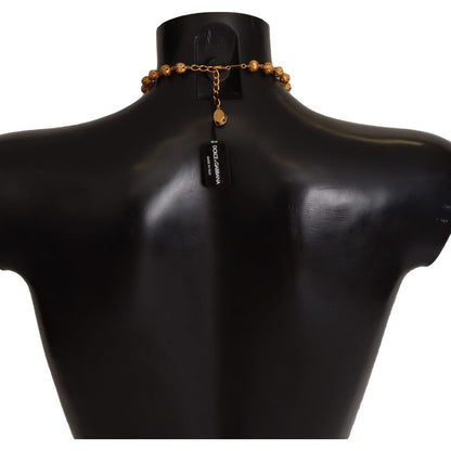 Dolce & Gabbana Gold Brass Carretto Sicily Statement Crystal Chain Necklace Necklace