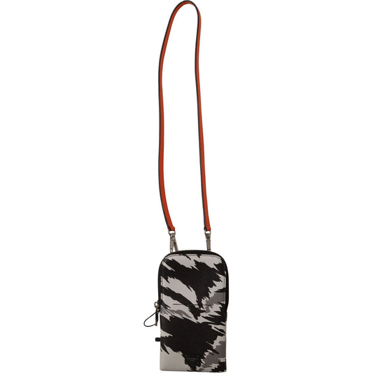 Dolce & Gabbana Gray Leather Cross Body Neck Strap Card Pocket Wallet VAS130115