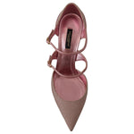 Dolce & Gabbana Pink Glittered Strappy Sandals Mary Jane Shoes