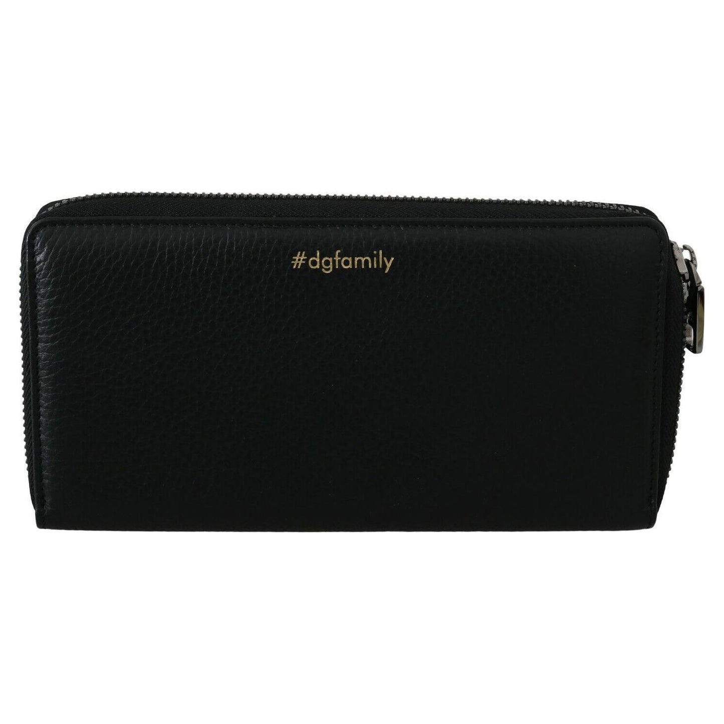 Dolce & Gabbana Black Leather #DGFAMILY Zipper Continental Mens Wallet