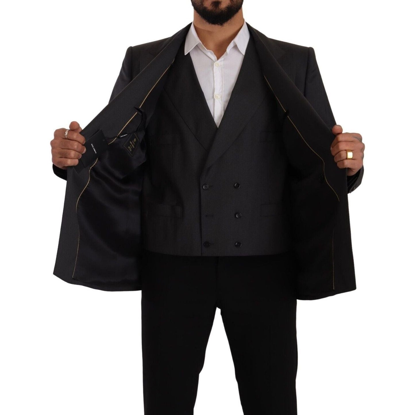 Dolce & Gabbana Gray Double Breasted 2 Piece SICILIA Blazer JKT3037 - 56