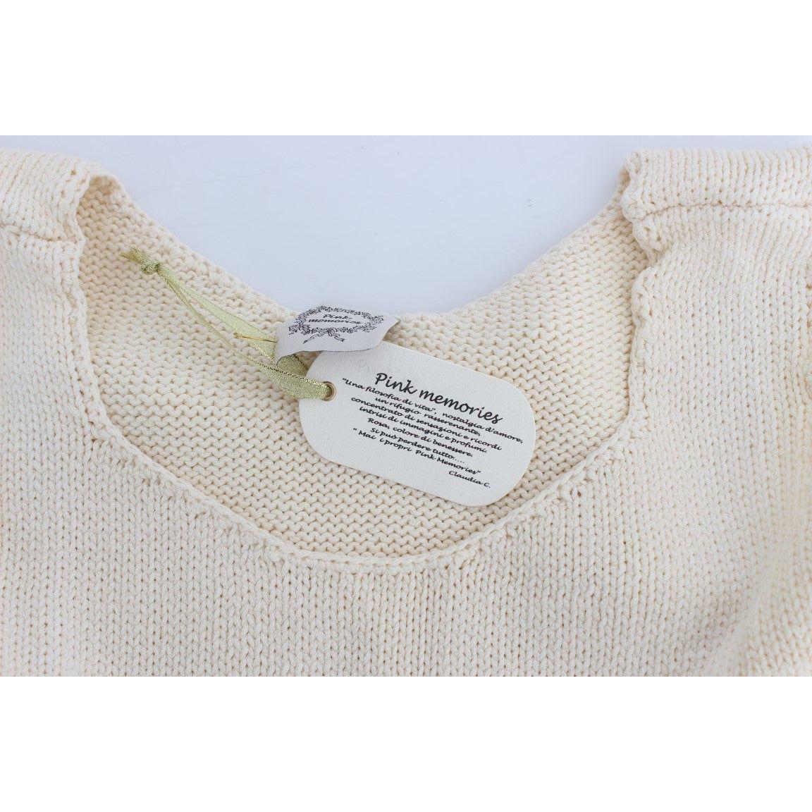 PINK MEMORIES Beige Cotton Blend Knitted Sleeveless Sweater