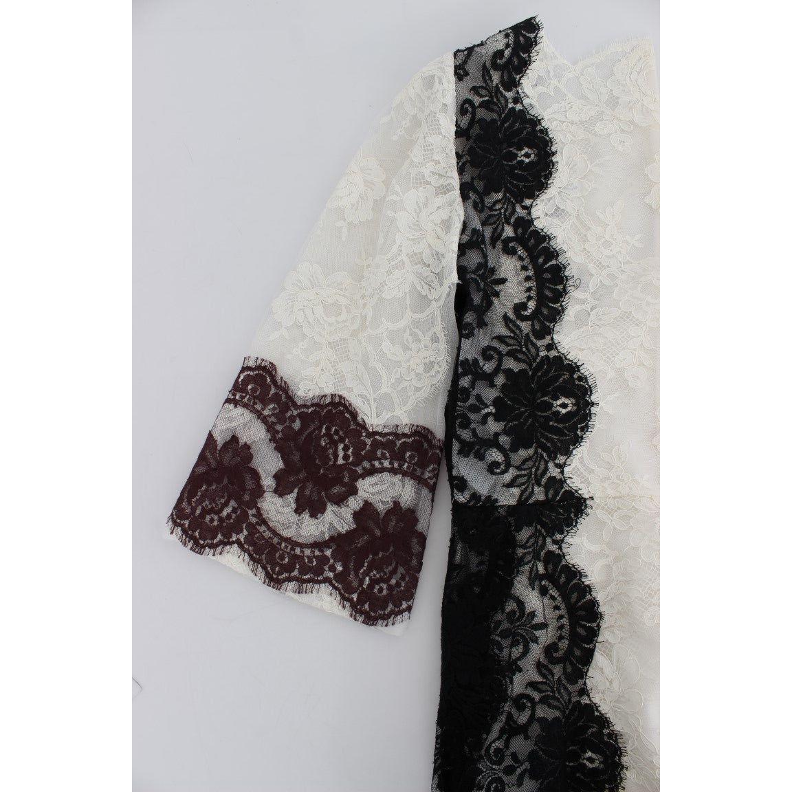 فستان ماكسي من مزيج الحرير والدانتيل من دولتشي آند غابانا