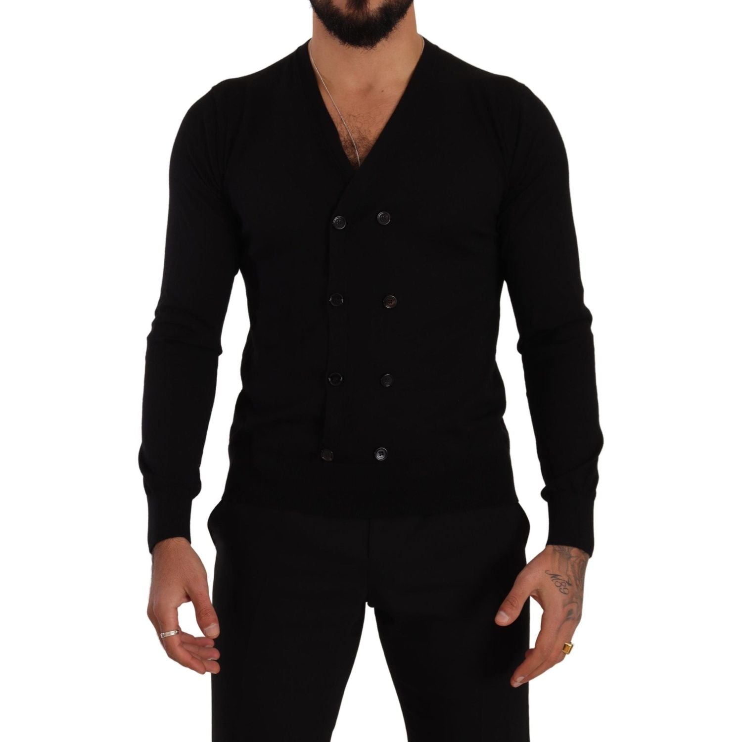 Dolce & Gabbana Black Cashmere Button Down Cardigan Sweater