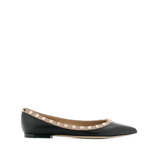 Valentino Garavani Rockstud Patent Leather Ballerina Flat Shoes