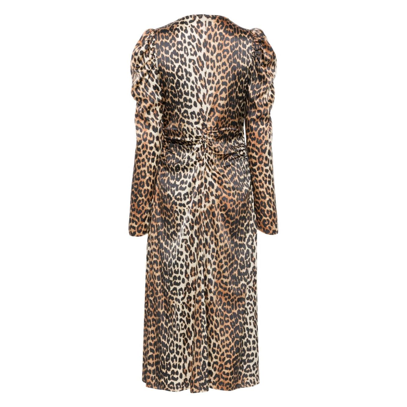 Ganni leopard-print Ruched Midi Dress Dresses