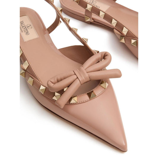 Valentino Garavani Rockstud Bow Slingback Ballerina In Patent Leather