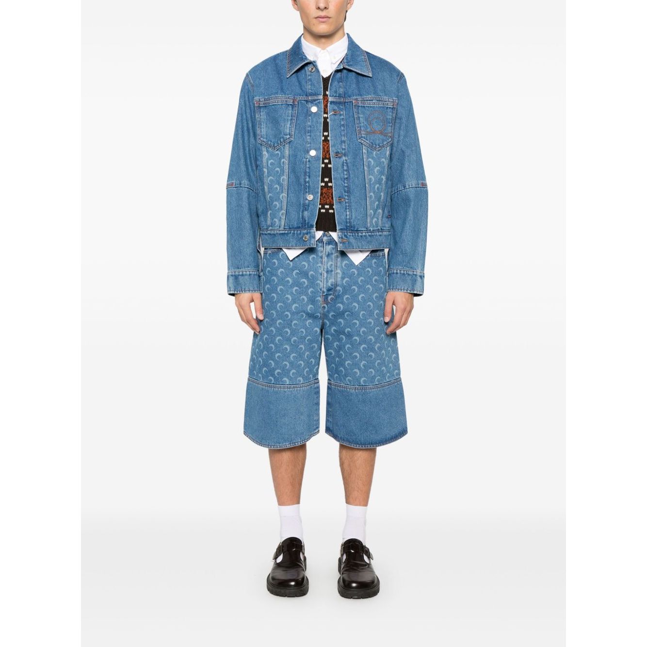 Marine Serre crescent moon-print denim jacket