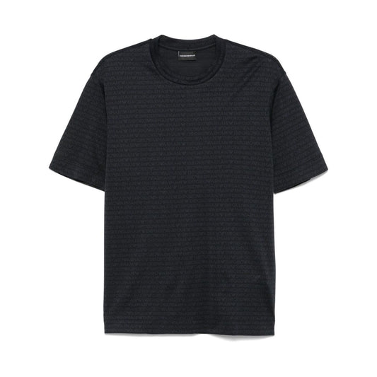 Emporio Armani jersey T-shirt with all-over flocked logo lettering Topwear