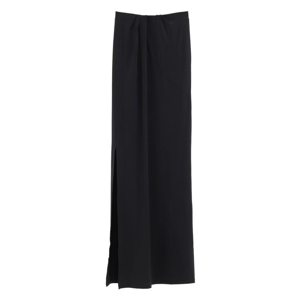 JACQUEMUS Skirts Black high waist skirt with front slit, pleat detail, discreet zip, flowing silhouette, La Jupe Peplo style.