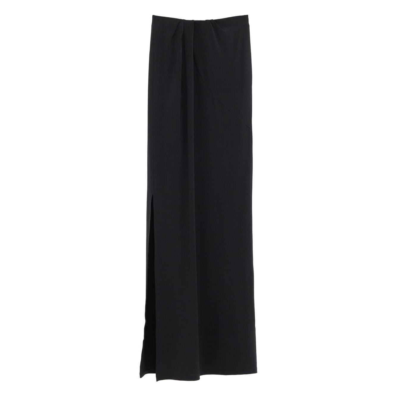 JACQUEMUS Skirts Black high waist skirt with front slit, pleat detail, discreet zip, flowing silhouette, La Jupe Peplo style.