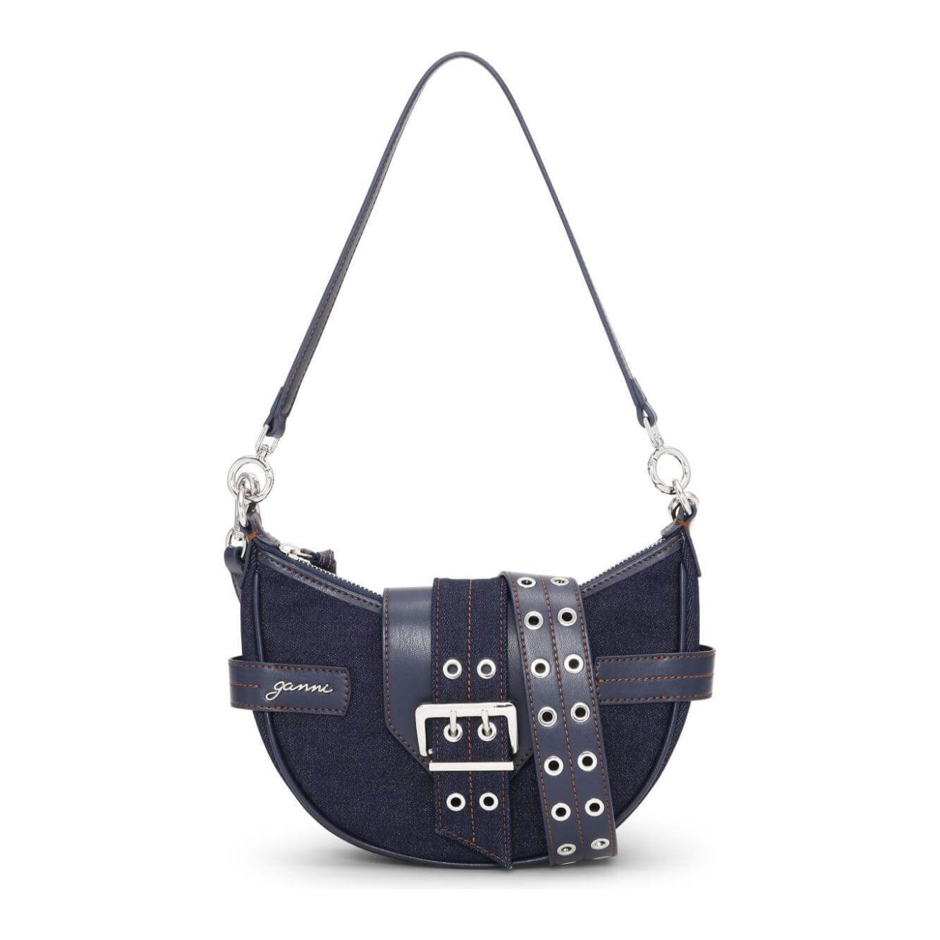 Ganni Buckle small denim cross-body bag A6137642-AI25