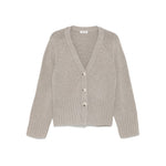 SOFT GOAT Sweaters Light Grey cashmere cardigan with front button fastening and ribbed trim.