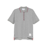 Thom Browne T-shirts and Polos Light Grey short-sleeve Rwb cotton polo with front button placket and collar.