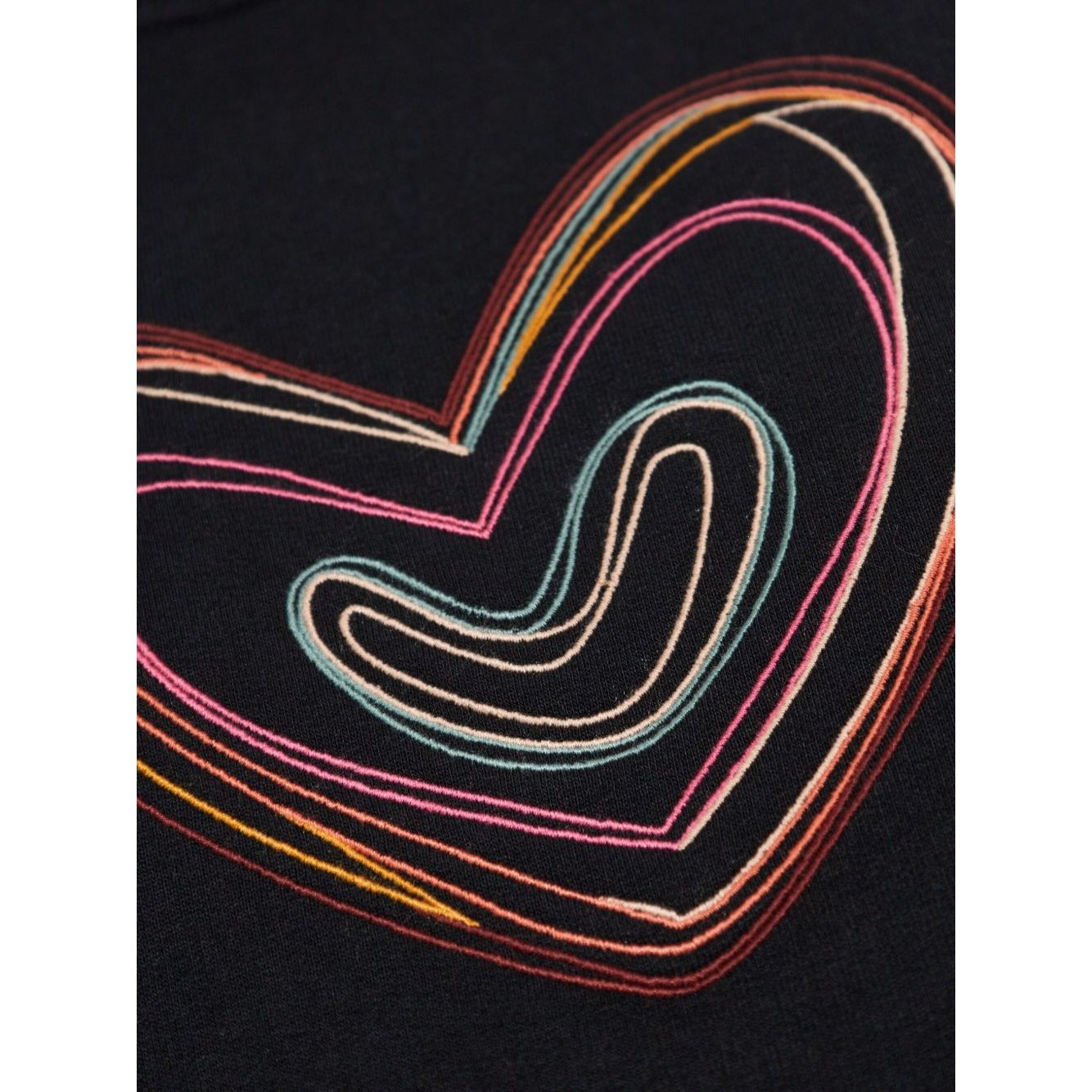 PS By Paul Smith Sweaters Black with multicoloured heart embroidery detail, long sleeves, ribbed neckline, and relaxed fit cotton sweatshirt.