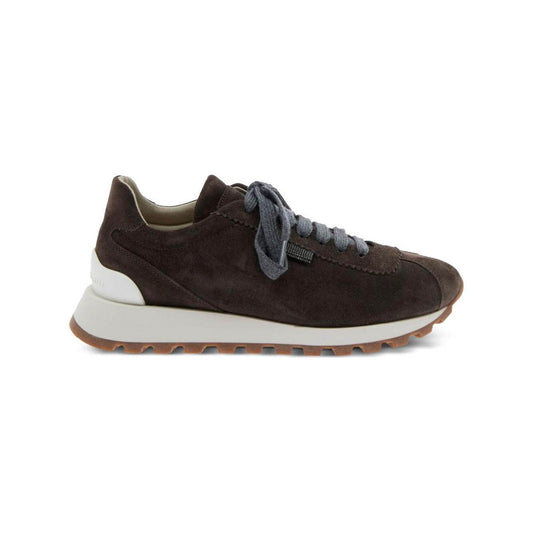 Brunello Cucinelli Suede runners with shiny tab