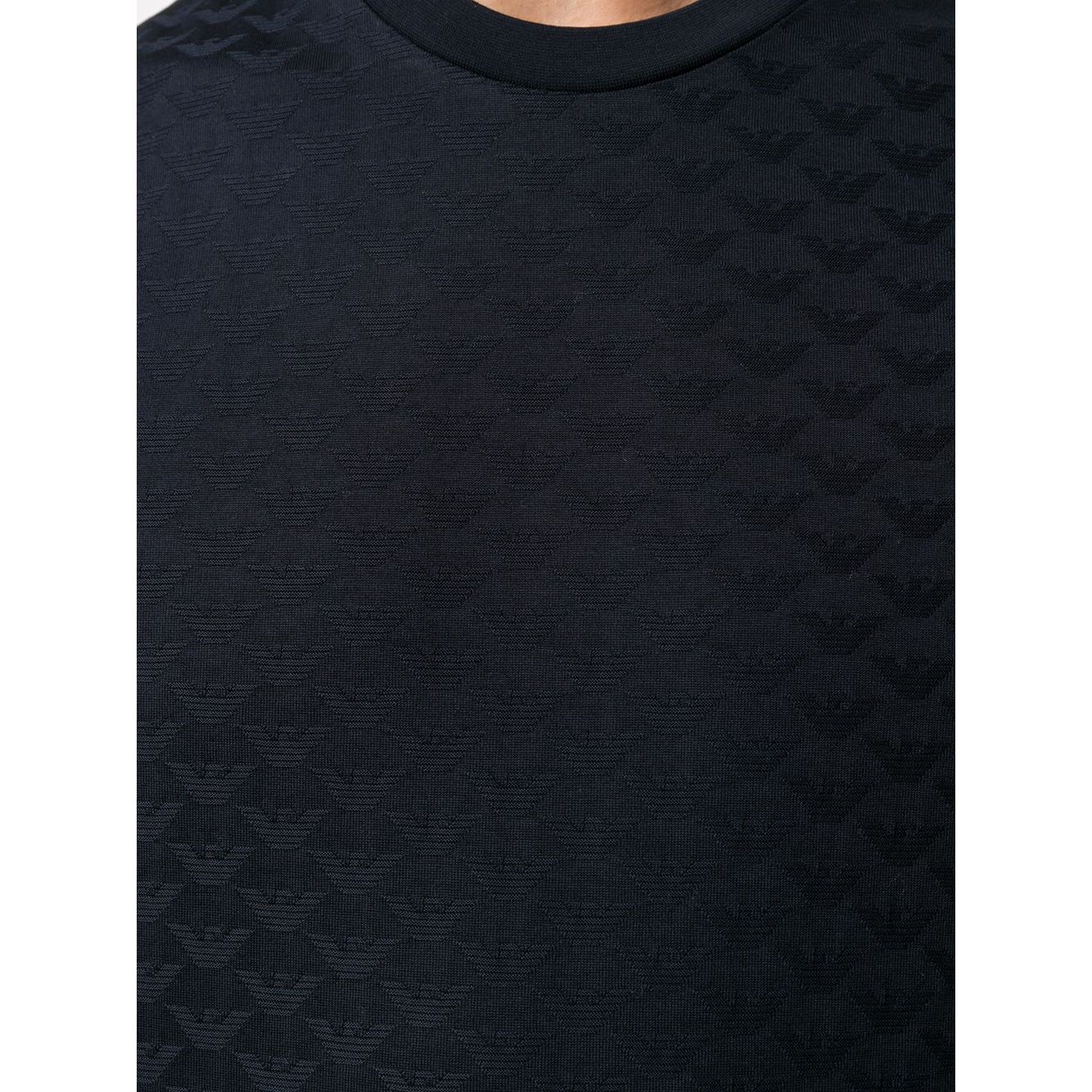 Emporio Armani T-shirts and Polos Blue with embossed logo, navy cotton, short sleeves, crew neck, featuring stylish design.