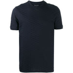 Emporio Armani T-shirts and Polos Blue with navy cotton, embossed logo print, crewneck, short sleeves, and straight hem.