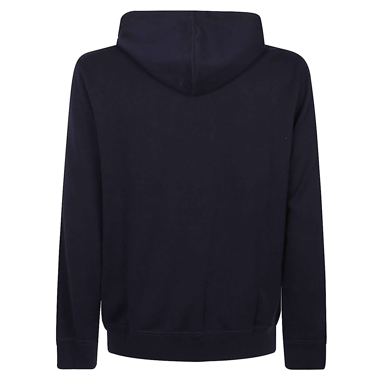 Back view of Brunello Cucinelli Sweaters Blue cotton blend hoodie with ribbed cuffs