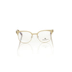 Frankie Morello Gold Acetate Women's Frame with geometric transparent temples, classic Clubmaster style, Italian design