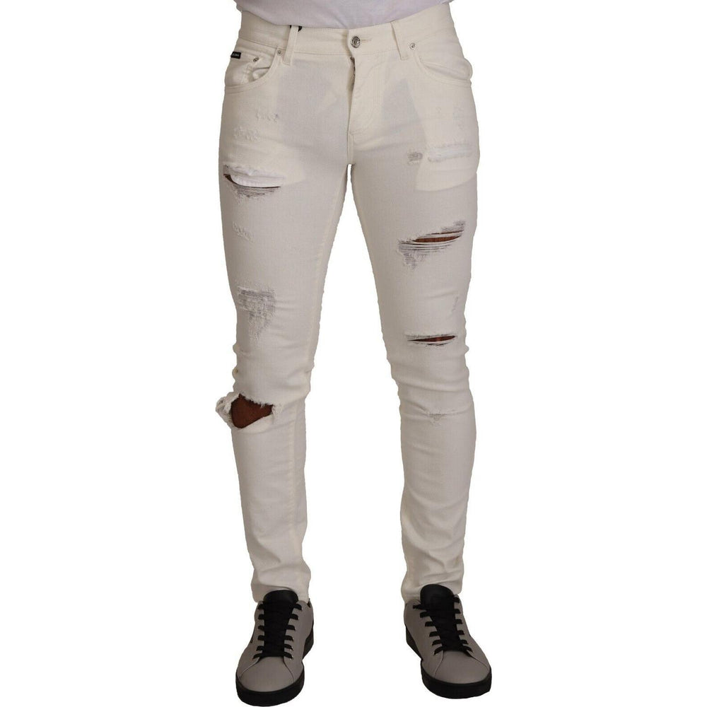 Dolce & Gabbana Elegant White Skinny Denim Jeans Dolce & Gabbana Dark Gray