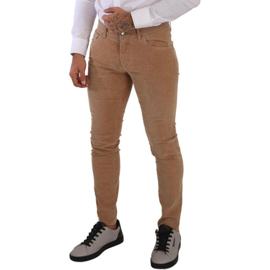 Dolce & Gabbana Brown Corduroy Cotton Skinny Slim Fit Jeans PAN72718 - 48
