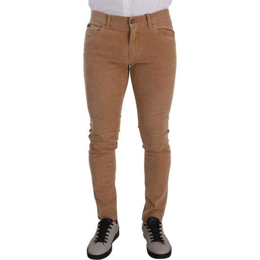 Dolce & Gabbana Brown Corduroy Cotton Skinny Slim Fit Jeans PAN72718 - 48