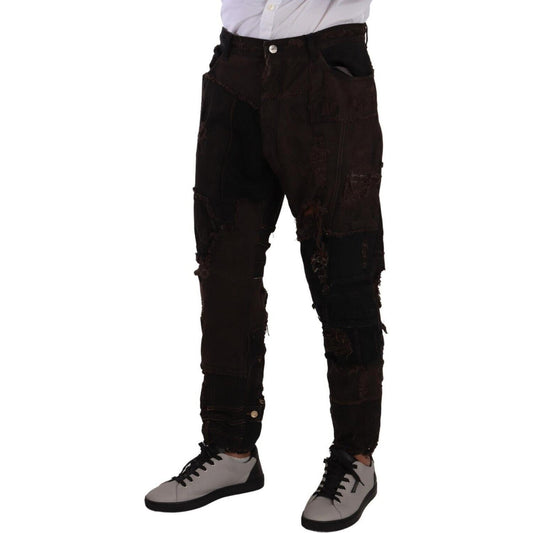 Dolce & Gabbana Brown Cotton Distressed Regular Denim Jeans PAN72745 - 48