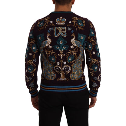 Dolce & Gabbana Bordeaux Cashmere DG Crown Embroidered Sweater
