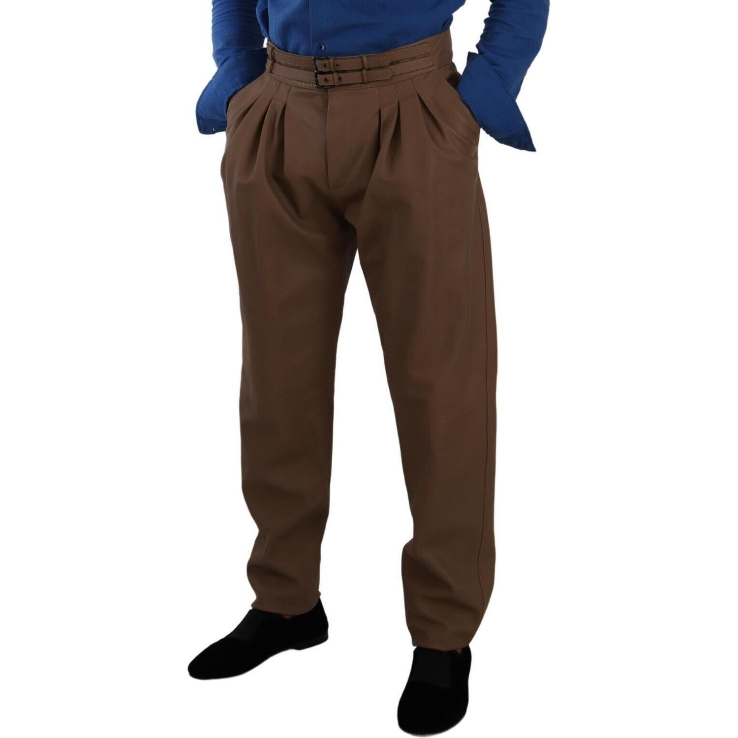 بنطال جلدي أنيق بخصر مرتفع من دولتشي آند غابانا