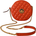 Versace Elegant Round Nappa Leather Crossbody Bag Crossbody Bag Versace Brown