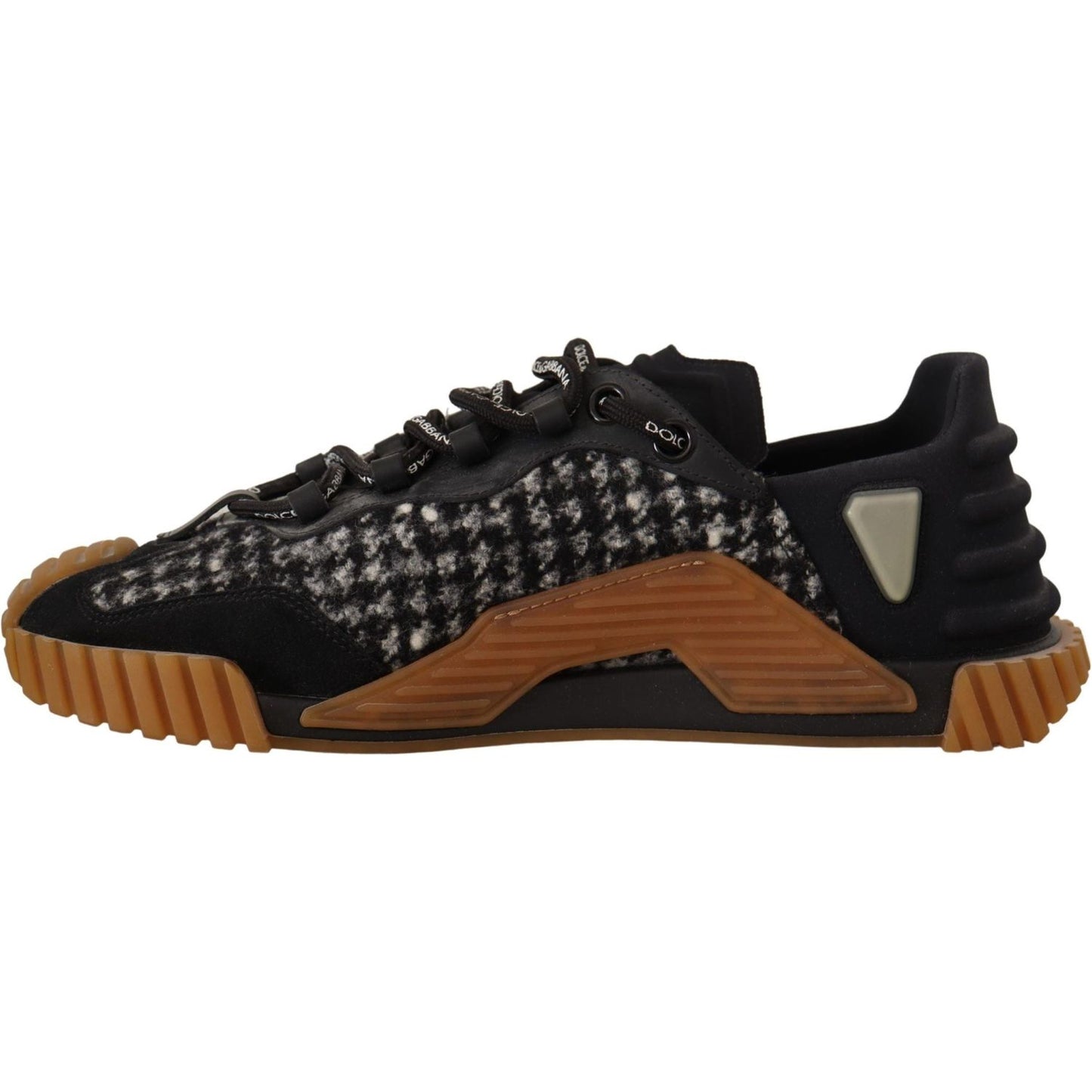 Dolce & Gabbana Black White Fabric Lace Up NS1 Sneakers