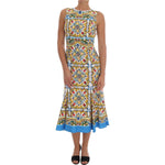 Dolce & Gabbana White Majoilca Sleeveless Sheath A-line Dress