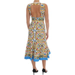 Dolce & Gabbana White Majoilca Sleeveless Sheath A-line Dress