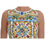 Dolce & Gabbana White Majoilca Sleeveless Sheath A-line Dress
