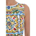 Dolce & Gabbana White Majoilca Sleeveless Sheath A-line Dress