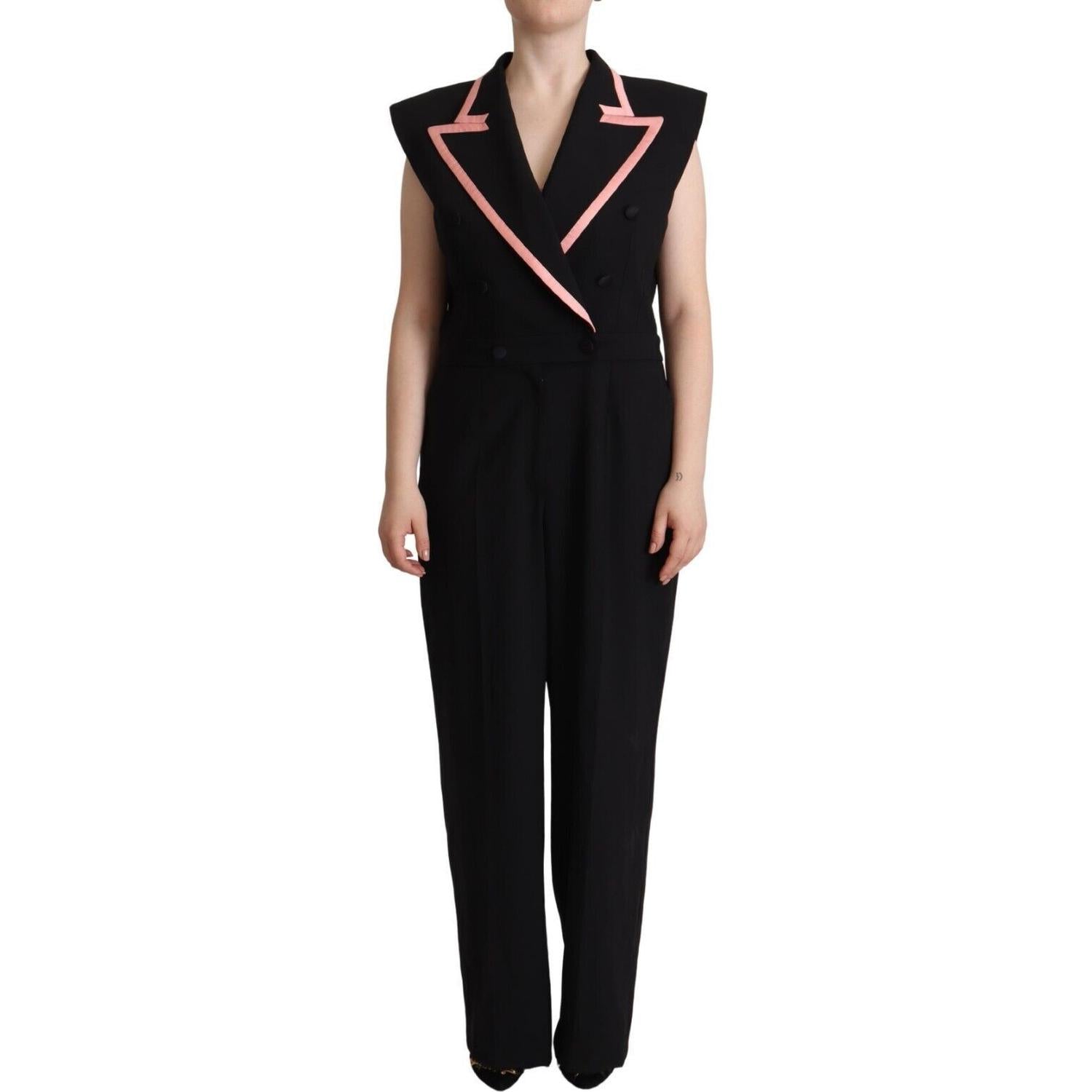 Dolce & Gabbana Black Wool Blend Sleeveless Jumpsuit Dress