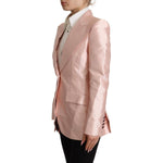 Dolce & Gabbana Pink Satin Long Sleeves Blazer Coat Jacket