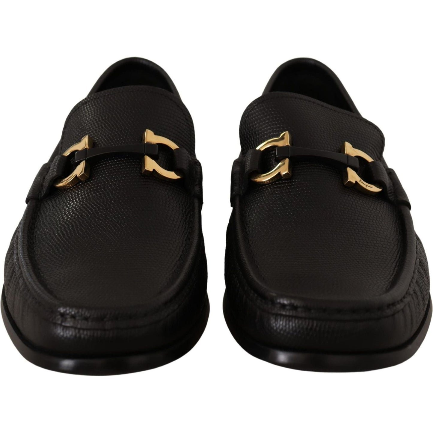 Salvatore Ferragamo Elegant Black Calf Leather Loafers Dress Shoes