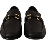 Salvatore Ferragamo Elegant Black Calf Leather Loafers Dress Shoes