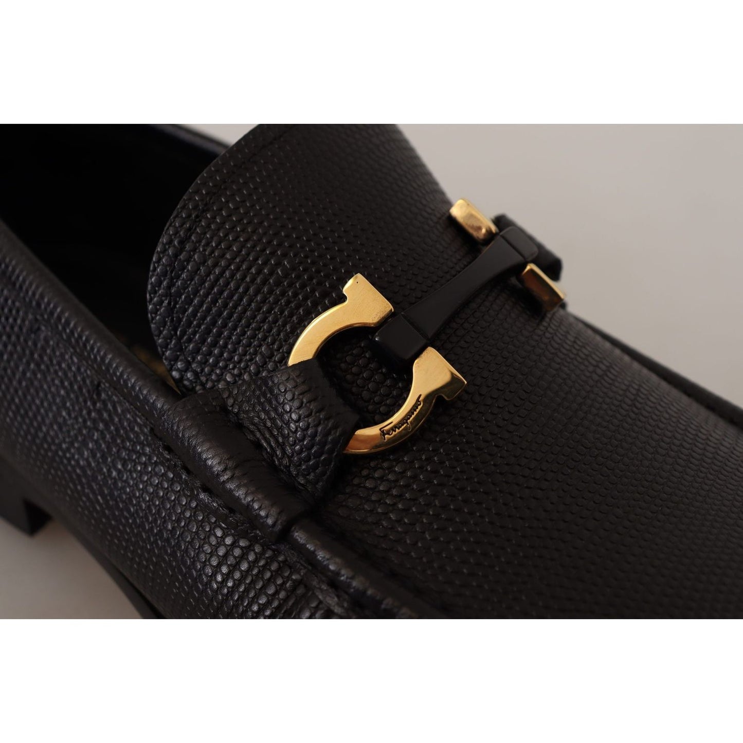 Salvatore Ferragamo Elegant Black Calf Leather Loafers Dress Shoes