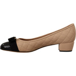 Salvatore Ferragamo Elegant Quilted Leather Pumps in Beige and Black WOMAN PUMPS