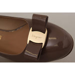 Salvatore Ferragamo Elegant Caraway Brown Pumps with Vara Bow WOMAN PUMPS