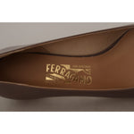 Salvatore Ferragamo Elegant Caraway Brown Pumps with Vara Bow WOMAN PUMPS