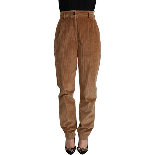 Dolce & Gabbana Brown Cotton Corduroy High Waist Skinny Pants PAN72084 - 40