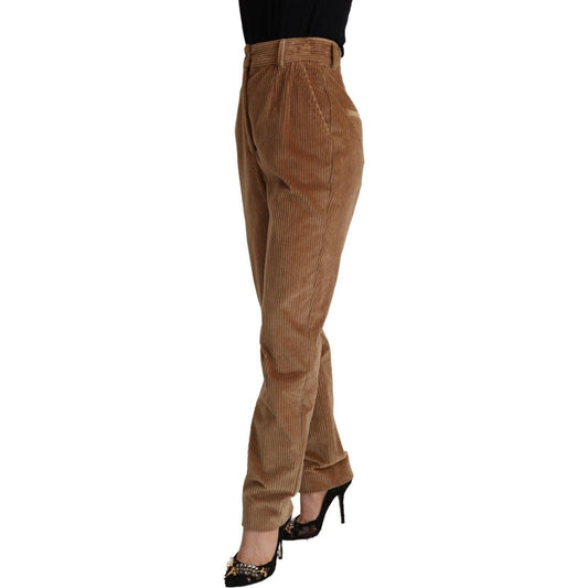 Dolce & Gabbana Brown Cotton Corduroy High Waist Skinny Pants PAN72084 - 40
