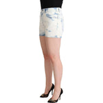 Dolce & Gabbana White Blue Dye Cotton Mid Waist Denim Shorts