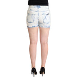 Dolce & Gabbana White Blue Dye Cotton Mid Waist Denim Shorts