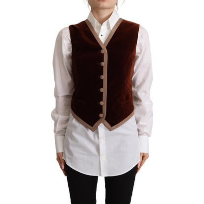 Dolce & Gabbana Bordeaux Velvet Cotton V-neck Sleeveless Vest Top